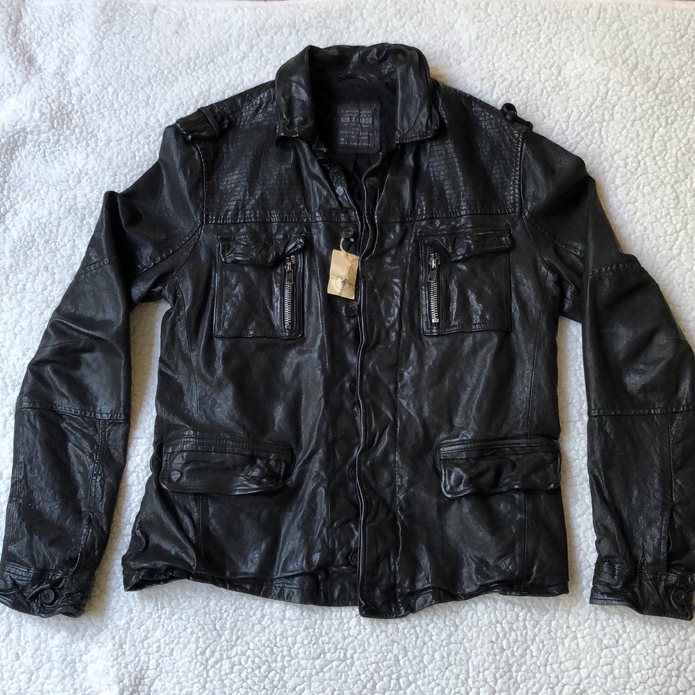 🕶All Saints Men’s Leather Button up Coat 🕶